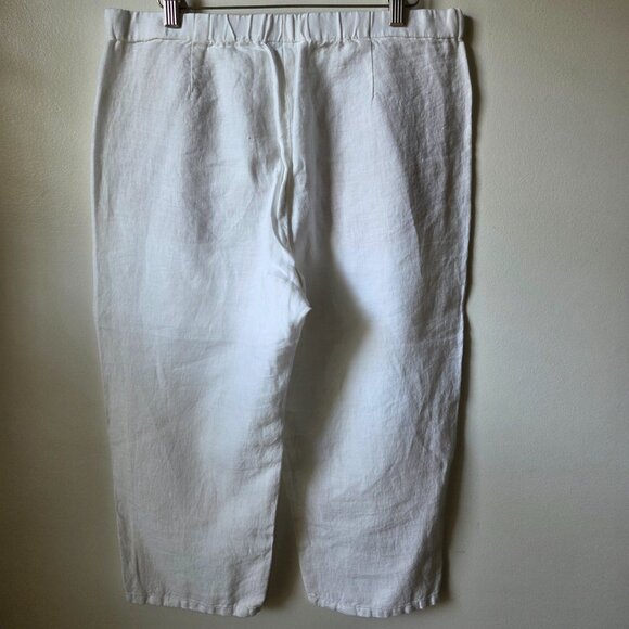 EUC LIKE NEW J JILL LOVE LINEN WHITE 100% LINEN MINIMALIST CROP WIDE LEG PANTS S - Picture 2 of 16